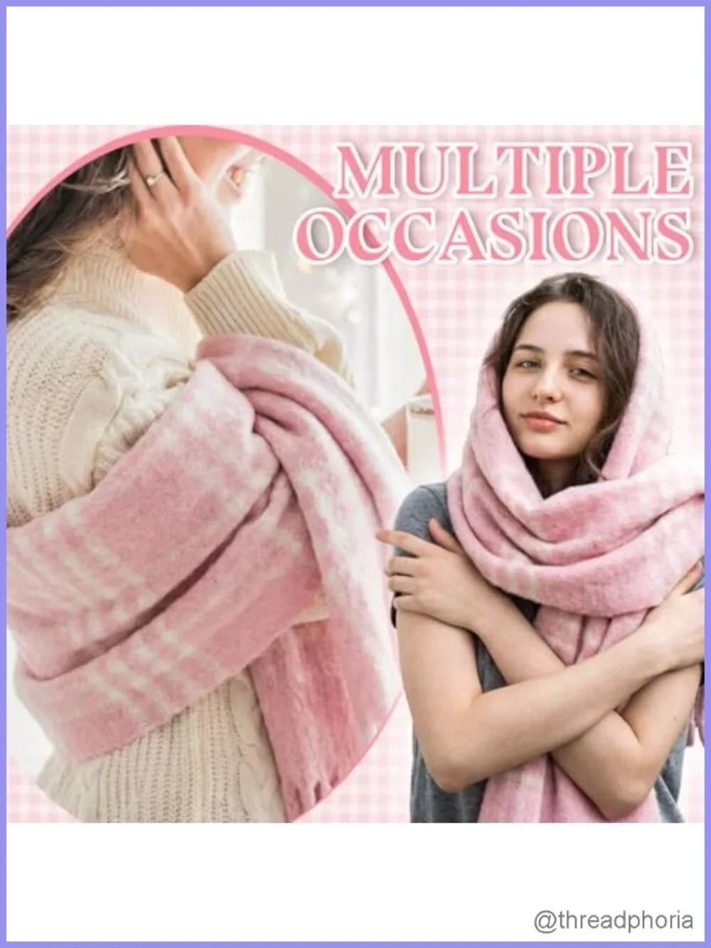 3 Pcs Plaid Scarf for Women Coquette Chunky Blanket Scarf Long Shawl Large Wrap